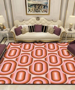 Personalized Area Rug 70s Retro Aesthetic Style Soft Non-Slip Floor Mat for Home Decor in Living Room or Bedroom