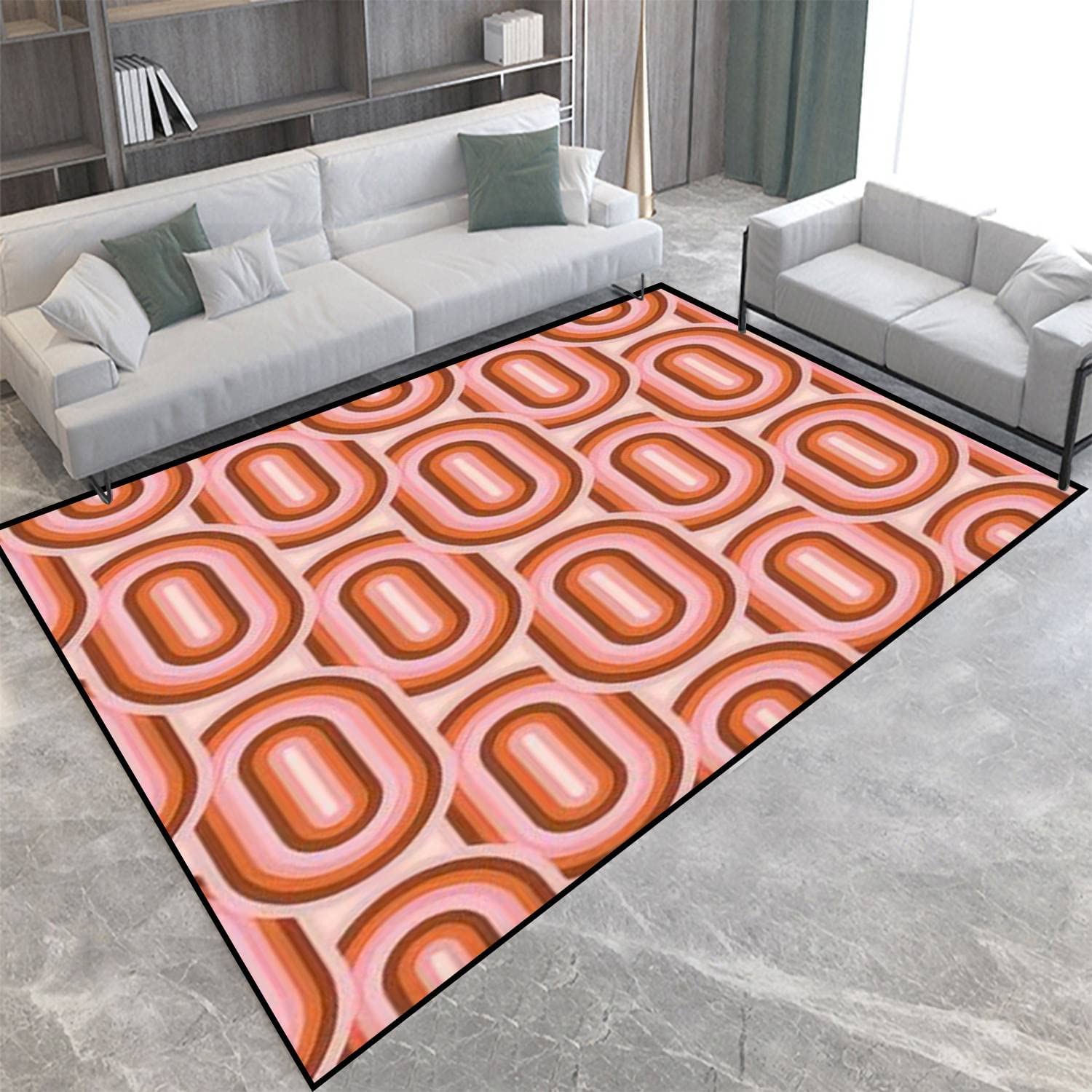 Personalized Area Rug 70s Retro Aesthetic Style Soft Non-Slip Floor Mat for Home Decor in Living Room or Bedroom - Image 2