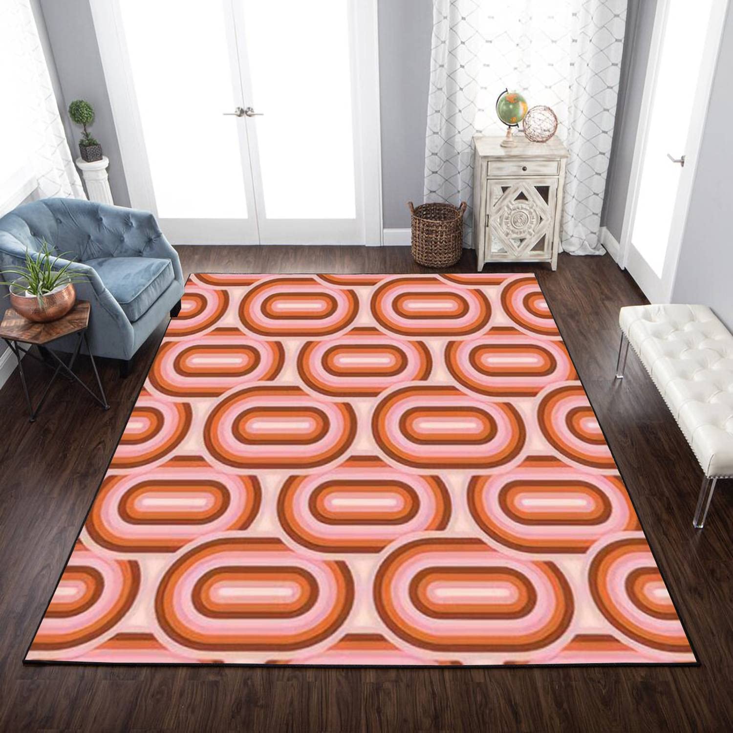 Personalized Area Rug 70s Retro Aesthetic Style Soft Non-Slip Floor Mat for Home Decor in Living Room or Bedroom - Image 3