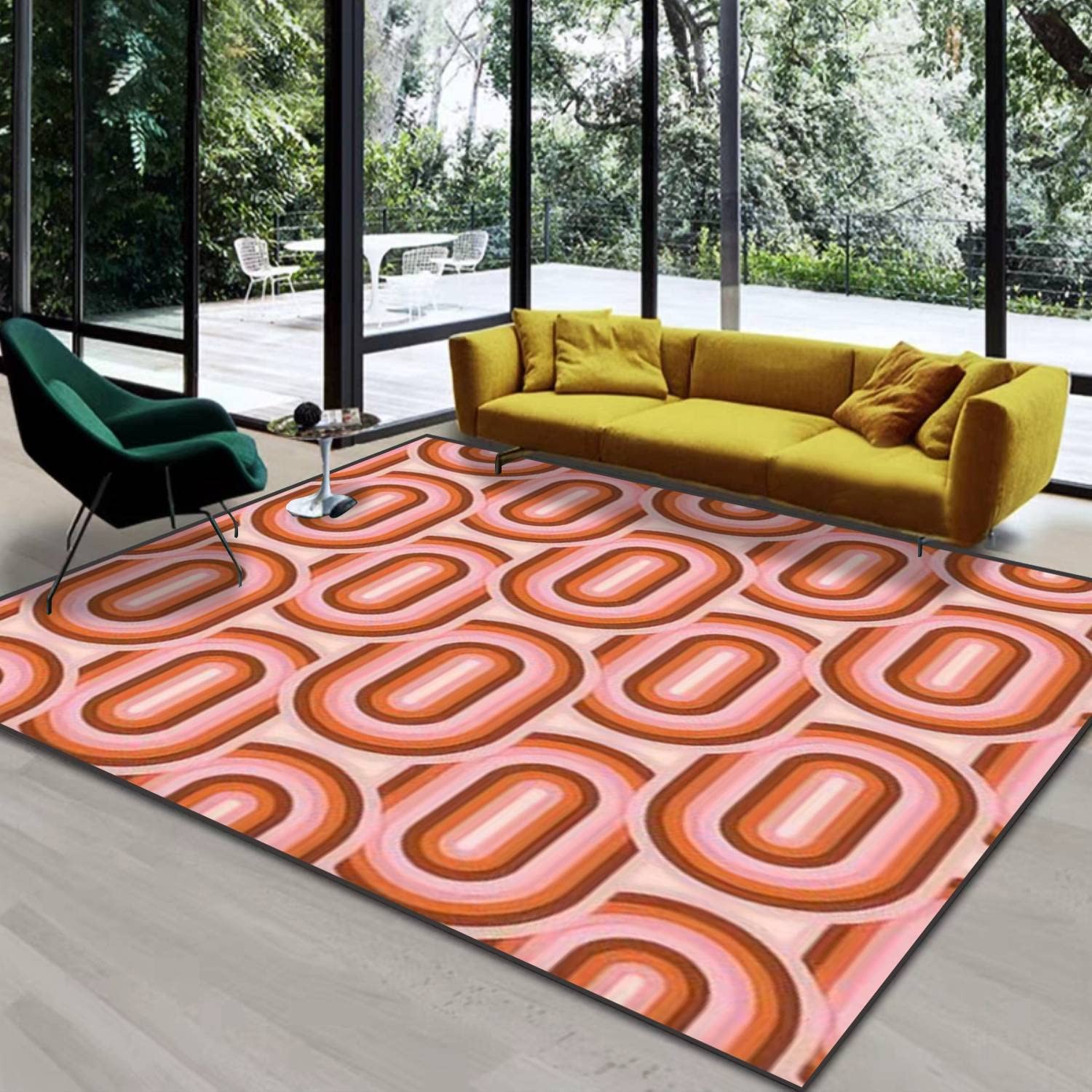 Personalized Area Rug 70s Retro Aesthetic Style Soft Non-Slip Floor Mat for Home Decor in Living Room or Bedroom - Image 4