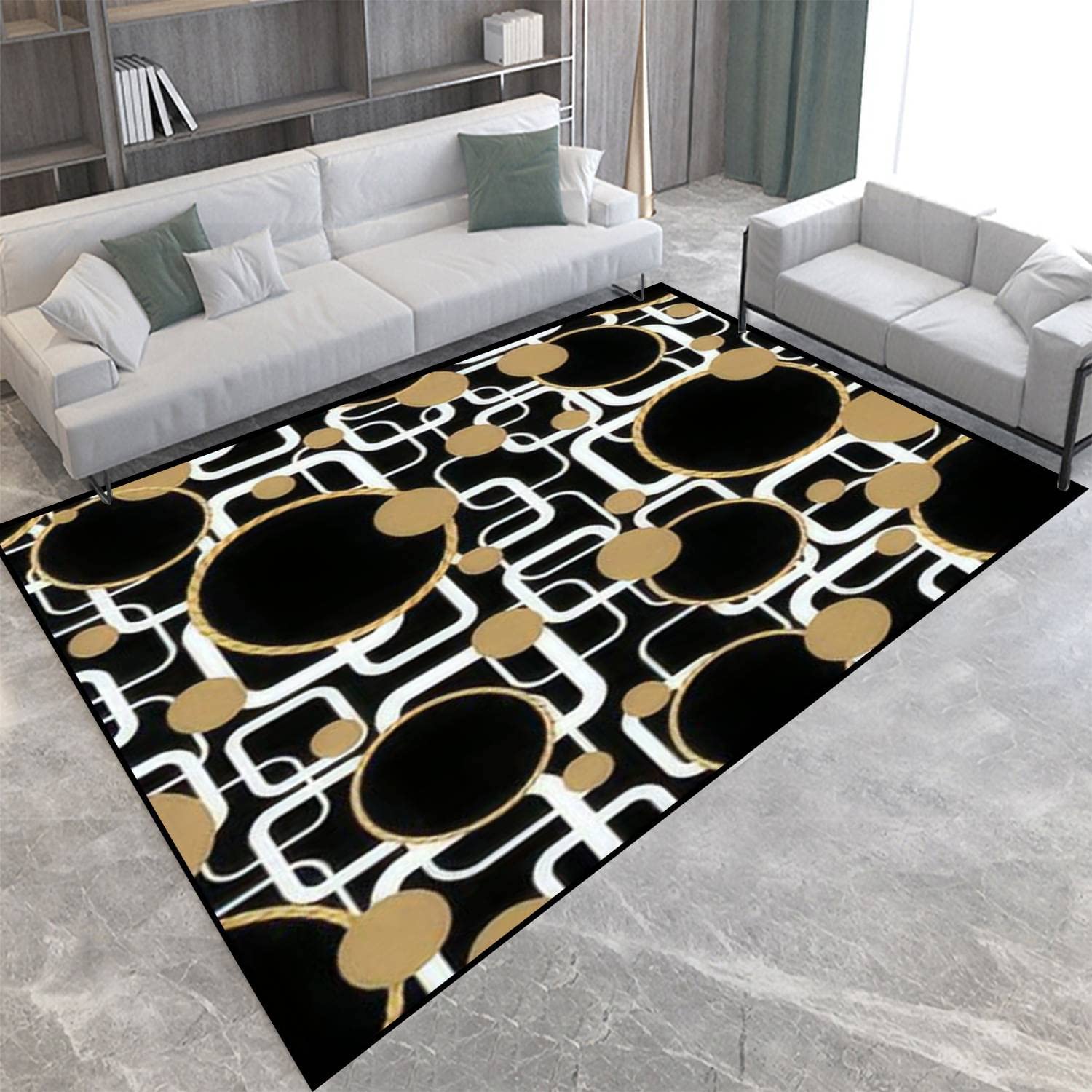 Personalized Area Rug Seamless Circles Abstract Soft Non-Slip Floor Mat for Home Decor in Living Room or Bedroom - Image 2