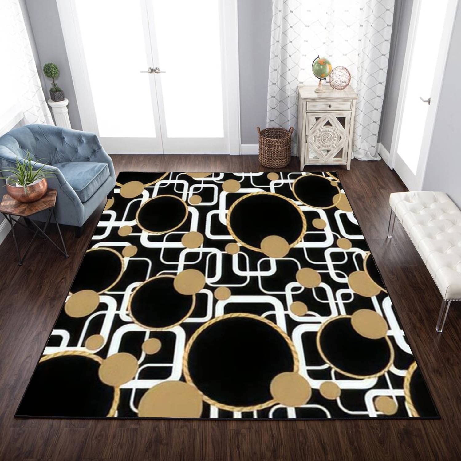Personalized Area Rug Seamless Circles Abstract Soft Non-Slip Floor Mat for Home Decor in Living Room or Bedroom - Image 3