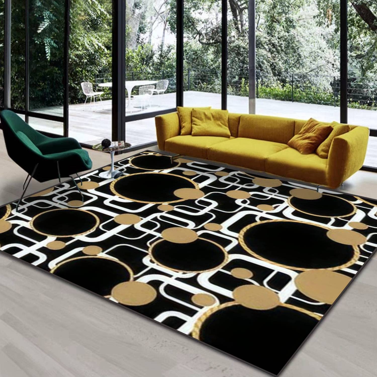 Personalized Area Rug Seamless Circles Abstract Soft Non-Slip Floor Mat for Home Decor in Living Room or Bedroom - Image 4
