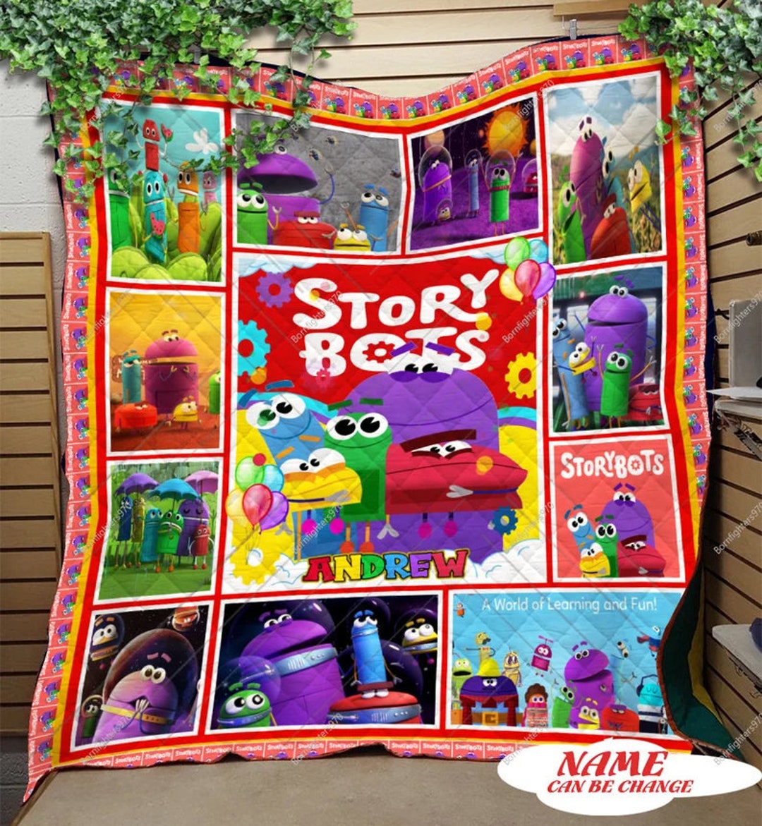 Personalized Ask The StoryBots Quilt Blanket - Ideal for Kids Bedding Sets and Custom Blankets with Name