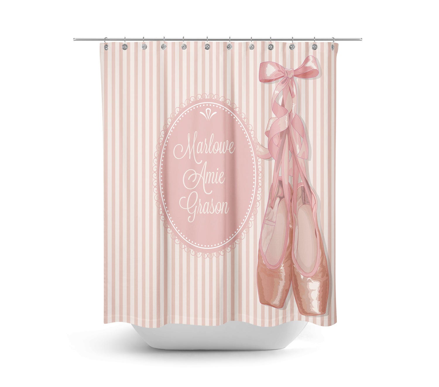 Personalized Ballet Theme Shower Curtain and Matching Towels and Mat Set - Image 2