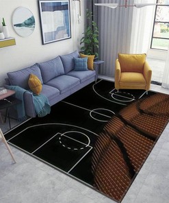 Personalized Basketball Court Ball Area Rug - Thick Non-Slip Doormat for Living Room and Bedroom