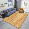 Personalized Basketball Court Floor with Wood Texture Area Rug - Non-Slip Carpet for Indoor and Outdoor Use