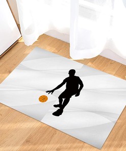 Personalized Basketball Player Silhouette Area Rug for Boys' Room and Living Room Decoration