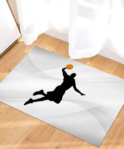 Personalized Basketball Player Silhouette Non-Slip Area Rug for Boys' Room and Living Room Decoration