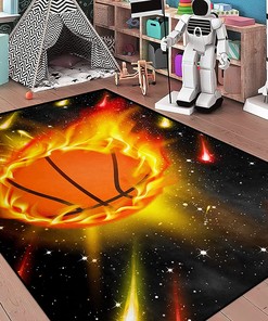 Personalized Basketball Rug - Unique Home Decor for Boys Bedroom and Playroom with Custom Text