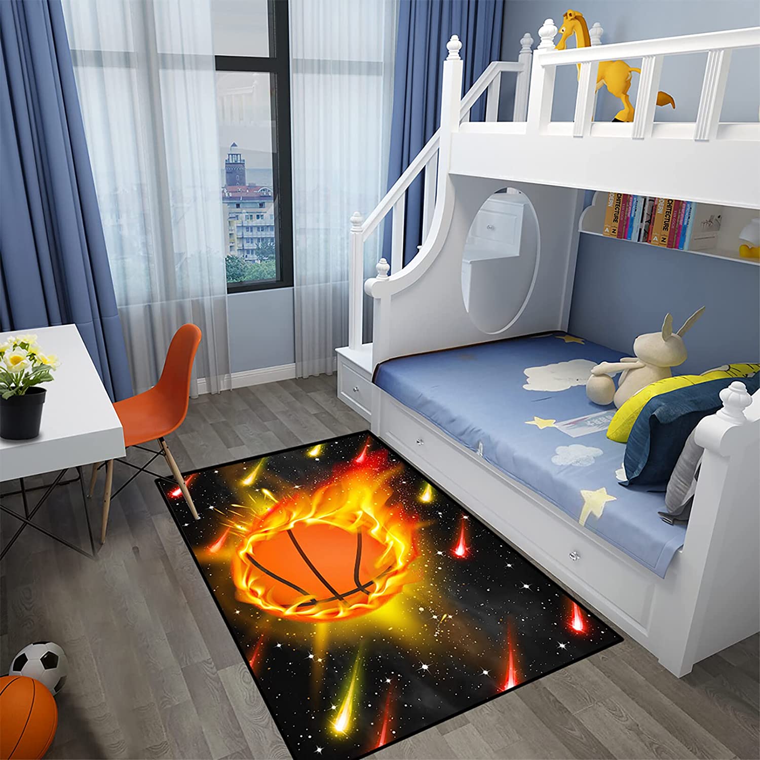 Personalized Basketball Rug - Unique Home Decor for Boys Bedroom and Playroom with Custom Text - Image 2