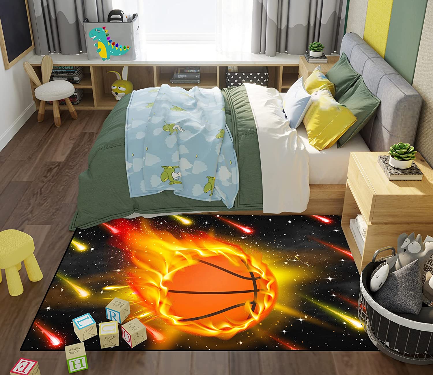 Personalized Basketball Rug - Unique Home Decor for Boys Bedroom and Playroom with Custom Text - Image 4