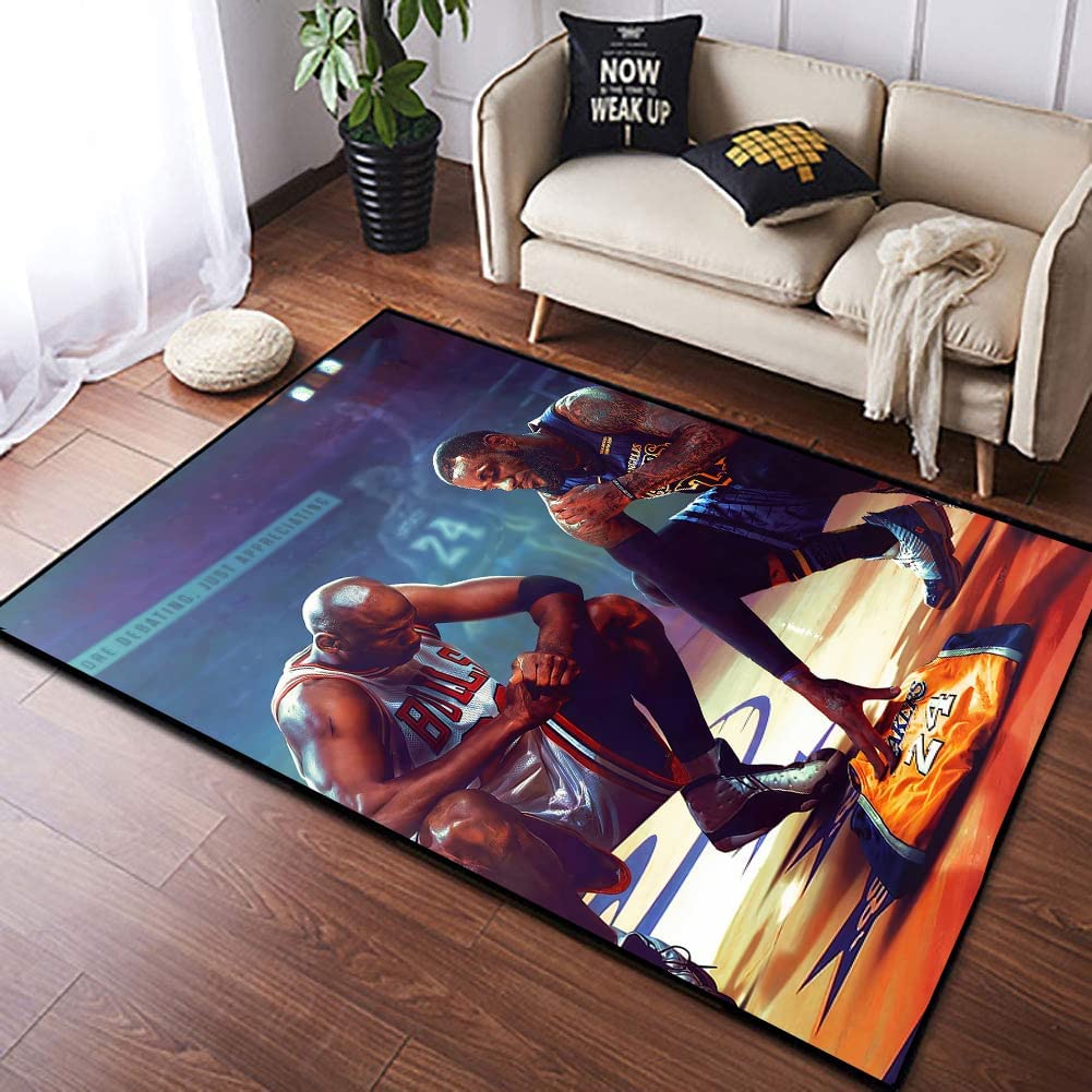 Personalized Basketball Rug for Boys' Bedroom and Living Room Decor - Washable Indoor/Outdoor Non-Slip Rug