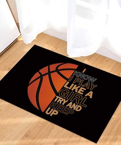 Personalized Basketball Sport Area Rug with Black Background for Boys' Room and Living Room Decoration