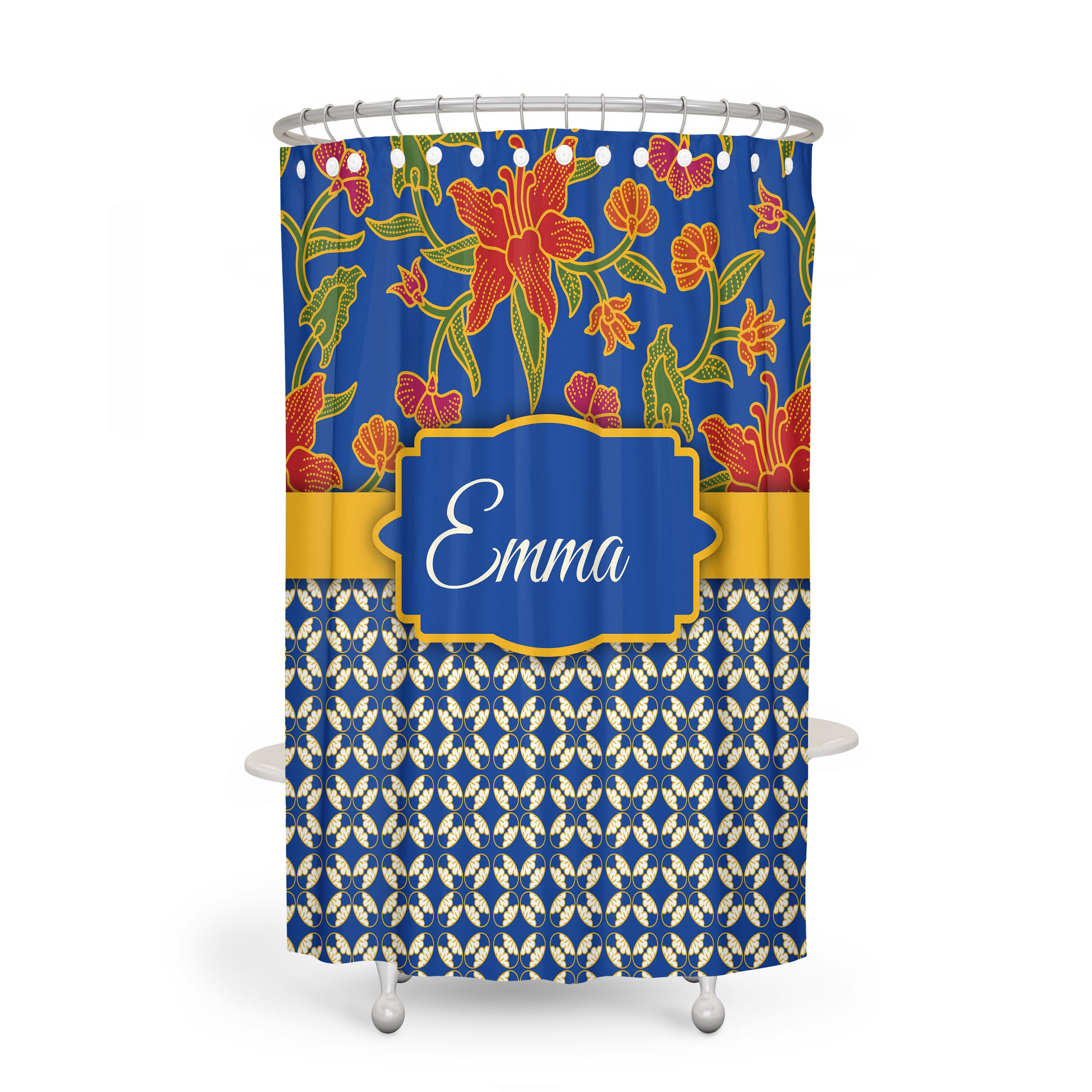 Personalized Batik Boho Shower Curtain and/or Bathroom Set Eclectic Tie Dye Design with Luxury Shower Curtains Print - Image 2