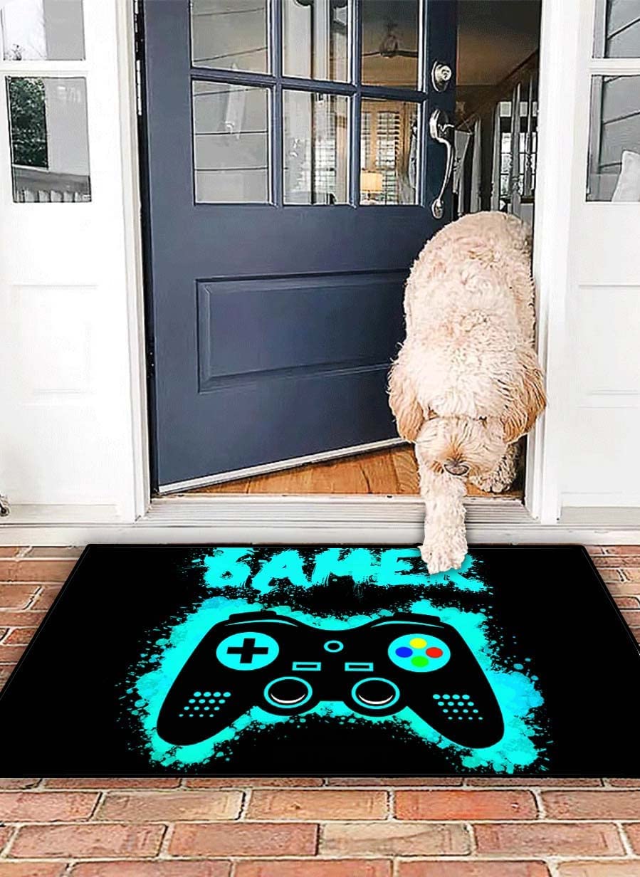 Personalized Black Gamer Area Rug for Bedroom Boys