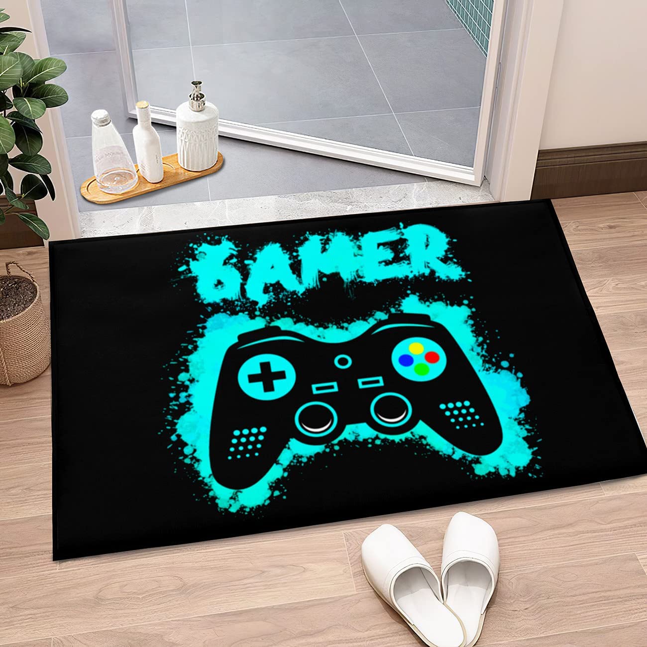 Personalized Black Gamer Area Rug for Bedroom Boys - Image 2