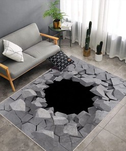 Personalized Black Hole Rug Featuring Optical Illusion, Perfect for Housewarming or Modern Bedroom Decor