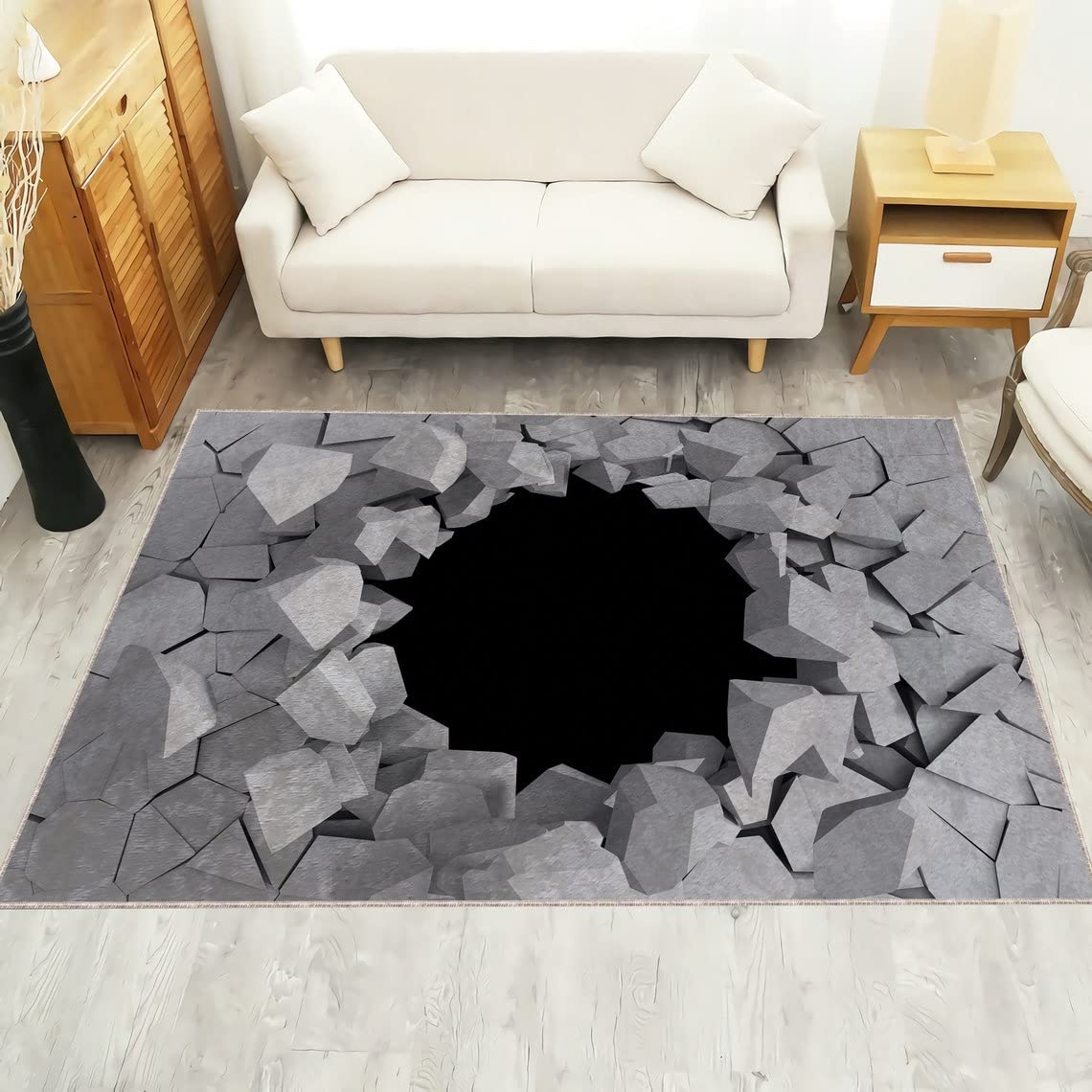 Personalized Black Hole Rug Featuring Optical Illusion, Perfect for Housewarming or Modern Bedroom Decor - Image 2