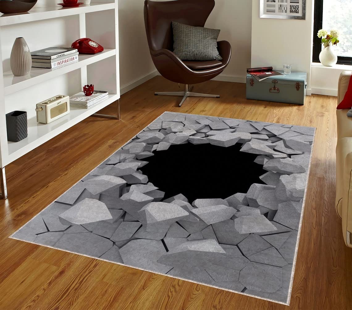 Personalized Black Hole Rug Featuring Optical Illusion, Perfect for Housewarming or Modern Bedroom Decor - Image 3