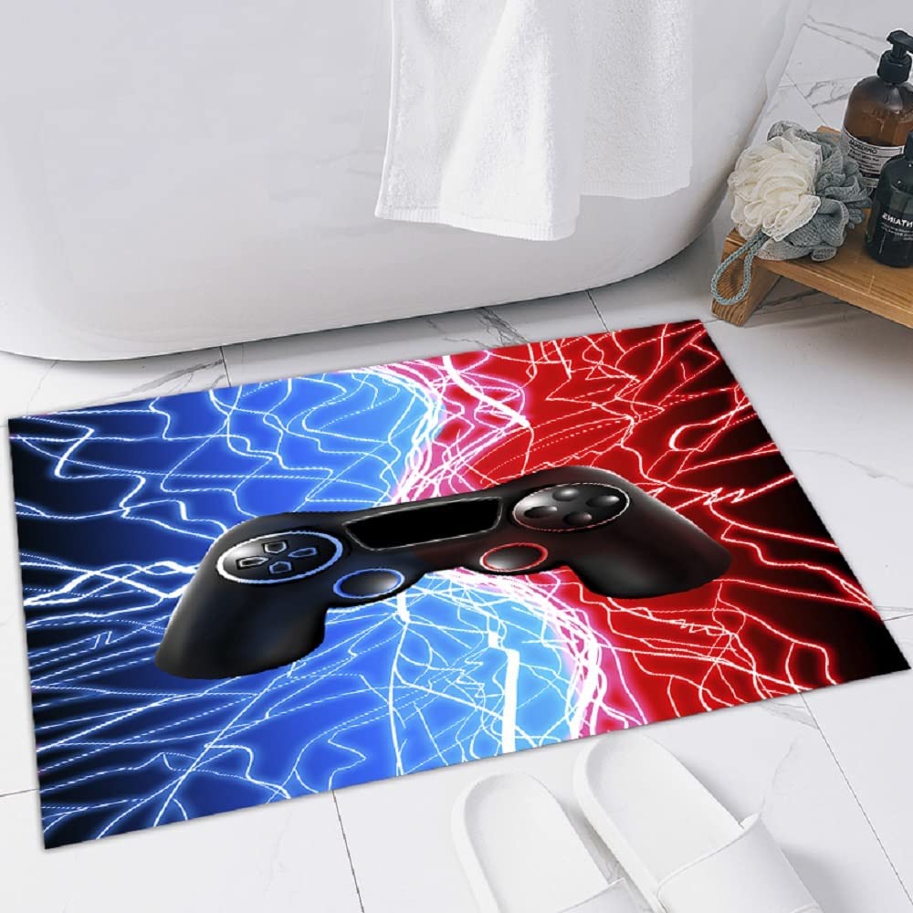 Personalized Blue Gamepad Controller Area Rug for Boys Room Decor