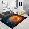 Personalized Boy Girl Kids Sports Area Rug - Soft Flannel Print Carpet for Boys and Girls with Basketball Design