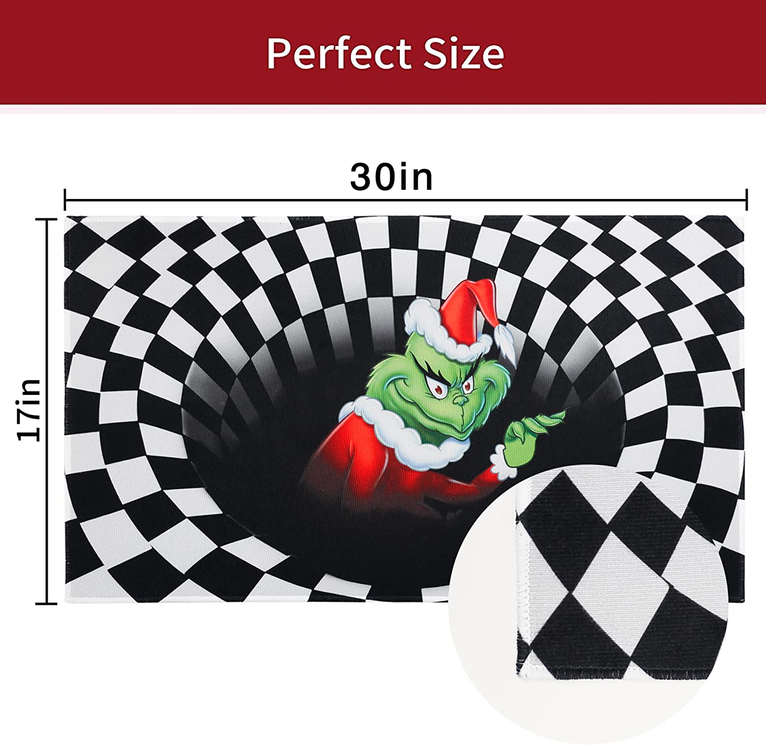 Personalized Christmas Grinchy Door Mat - A 3D Illusion Nightmare Kitchen Rug to Add Some Fun to Your Kitchen Decor - Image 3