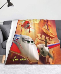 Personalized Disney Baby Blanket with Airplane Print for Boys