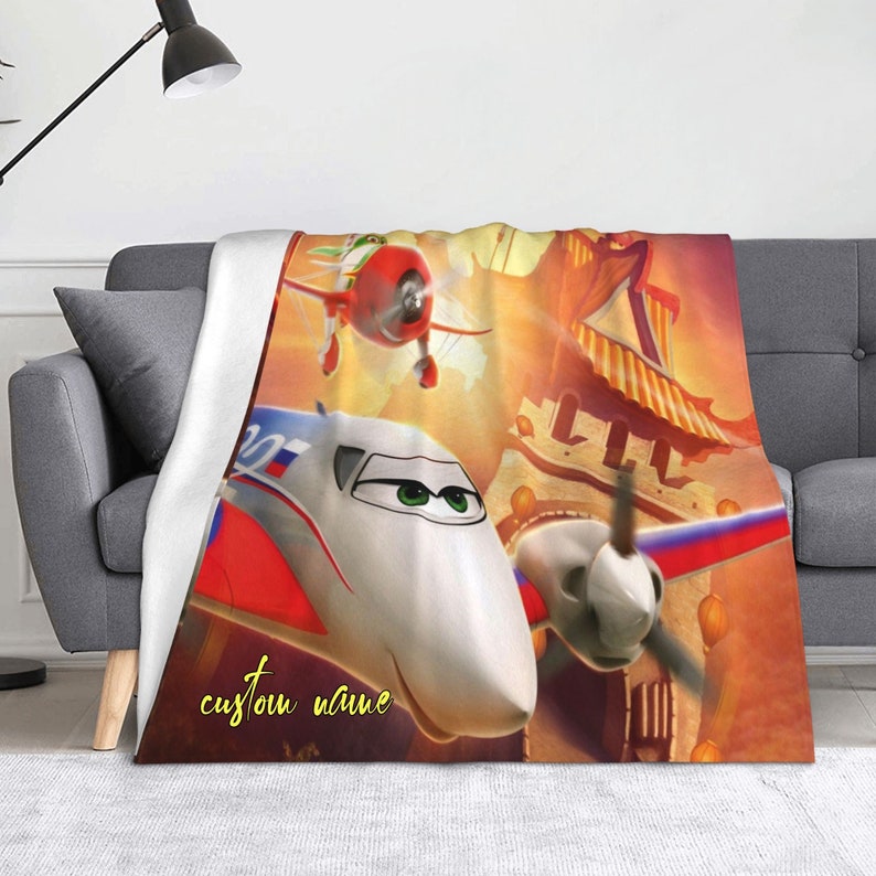 Personalized Disney Baby Blanket with Airplane Print for Boys - Image 2