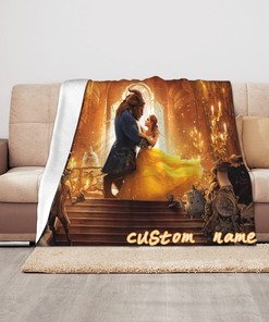 Personalized Disney Baby Boy Blanket Featuring Beauty and the Beast Characters