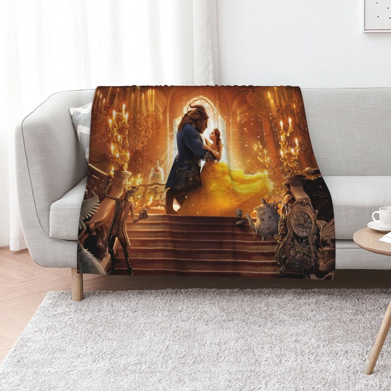 Personalized Disney Baby Boy Blanket Featuring Beauty and the Beast Characters - Image 3