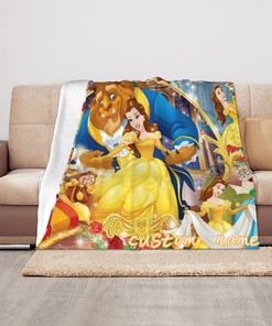 Personalized Disney Baby Girl Blanket Featuring Beauty and the Beast Characters