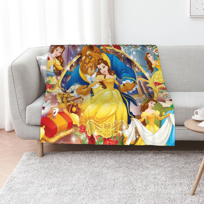 Personalized Disney Baby Girl Blanket Featuring Beauty and the Beast Characters - Image 3