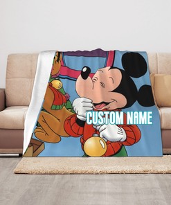Personalized Disney Custom Name Flannel Mickey Throw Blanket - A Decorative and Cozy Gift