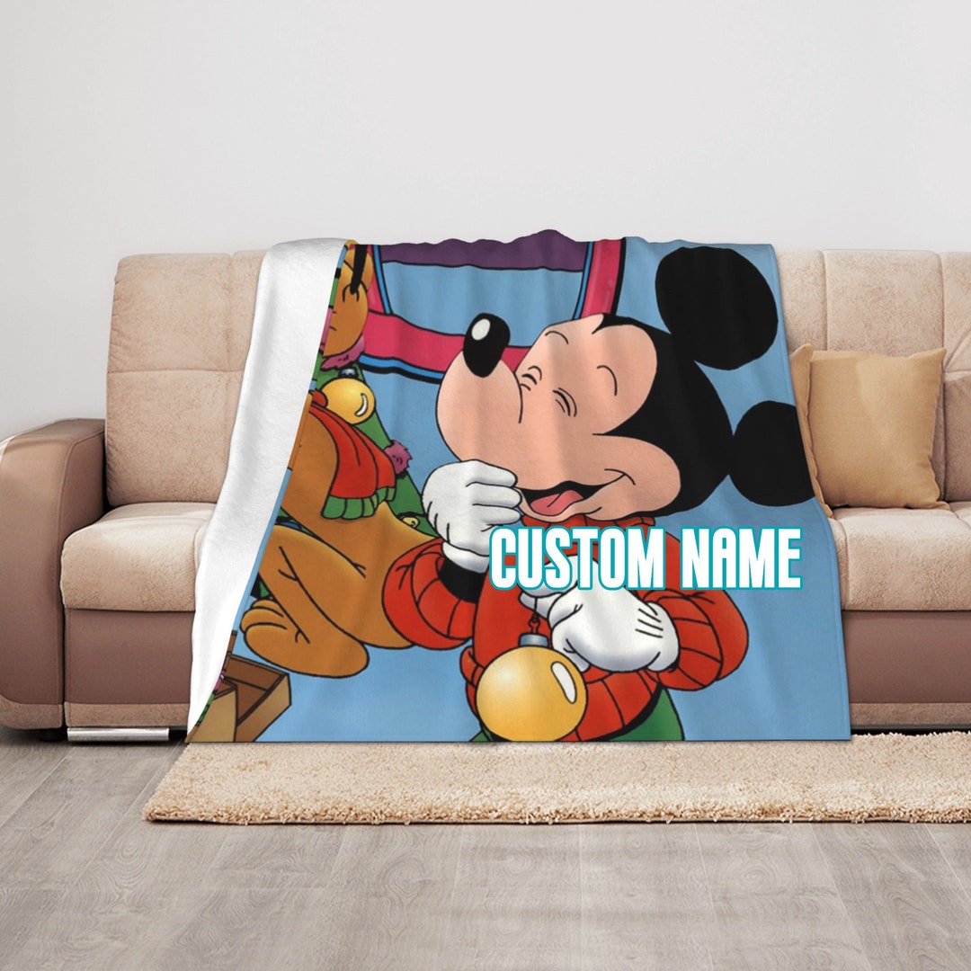 Personalized Disney Custom Name Flannel Mickey Throw Blanket - A Decorative and Cozy Gift