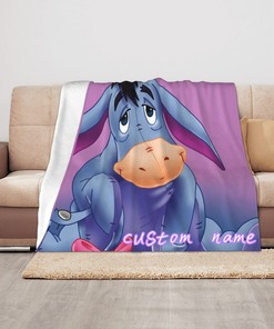Personalized Disney Eeyore Blanket for Baby Girls and Boys, Custom Name Throw Blanket Gift