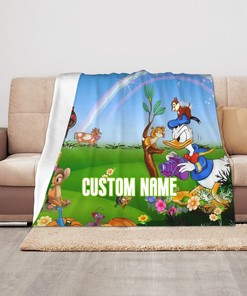 Personalized Disney Flannel Throw Blanket Featuring Donald Duck, Birthday/Christmas Gift