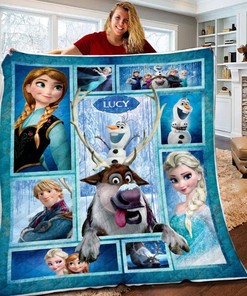 Personalized Disney Frozen Fleece Blanket, Elsa and Anna Blanket, Custom Name Blanket for Disney Movies Birthday Gift