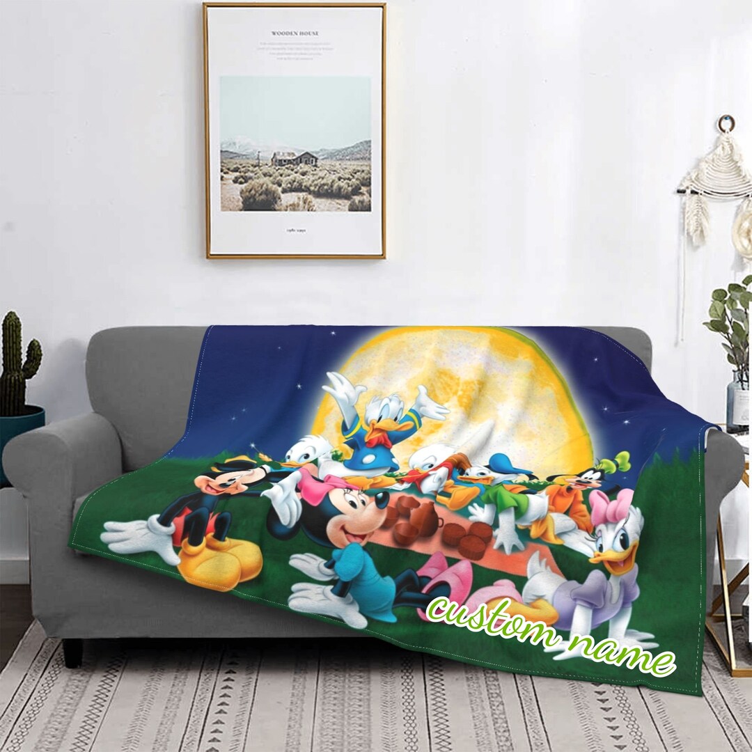 Personalized Disney Mickey Mouse Tapestry Blanket for Kids and Adults with Custom Name
