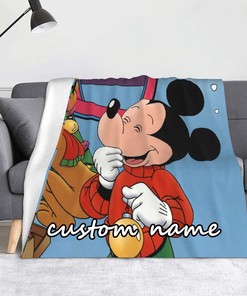 Personalized Disney Mickey and Minnie Theme Tapestry Blanket - Custom Name Baby Gift