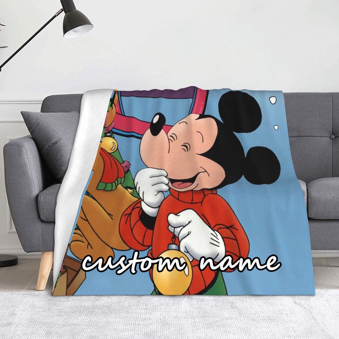 Personalized Disney Mickey and Minnie Theme Tapestry Blanket - Custom Name Baby Gift