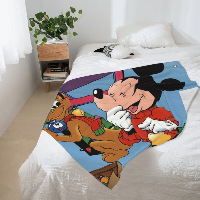 Personalized Disney Mickey and Minnie Theme Tapestry Blanket - Custom Name Baby Gift - Image 3