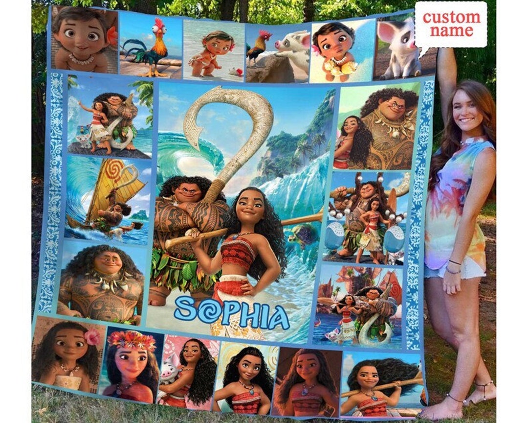 Personalized Disney Moana Fleece Blanket for Birthday and Anniversary Gift
