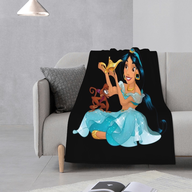 Personalized Disney Princess Jasmine Blanket - Custom Name Printed Two Layers Bedspread for Sofa or Camping - Image 3