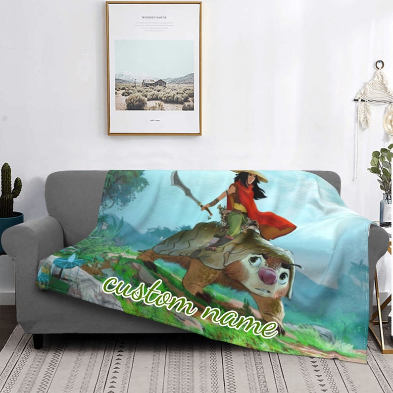 Personalized Disney Raya and the Last Dragon Baby Boy Blanket - Custom Name Gift - Image 2