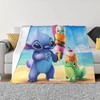 Personalized Disney Stitch Blanket - Custom Name Printed Two Layers Bedspread for Sofa or Camping - Great Christmas Gift