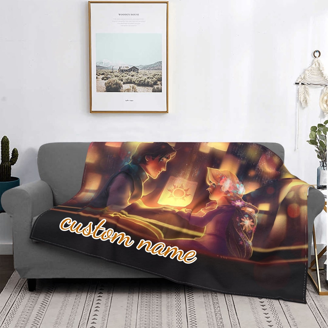 "Personalized Disney Tangled Tapestry Blanket - Custom Name Birthday Gift Idea"