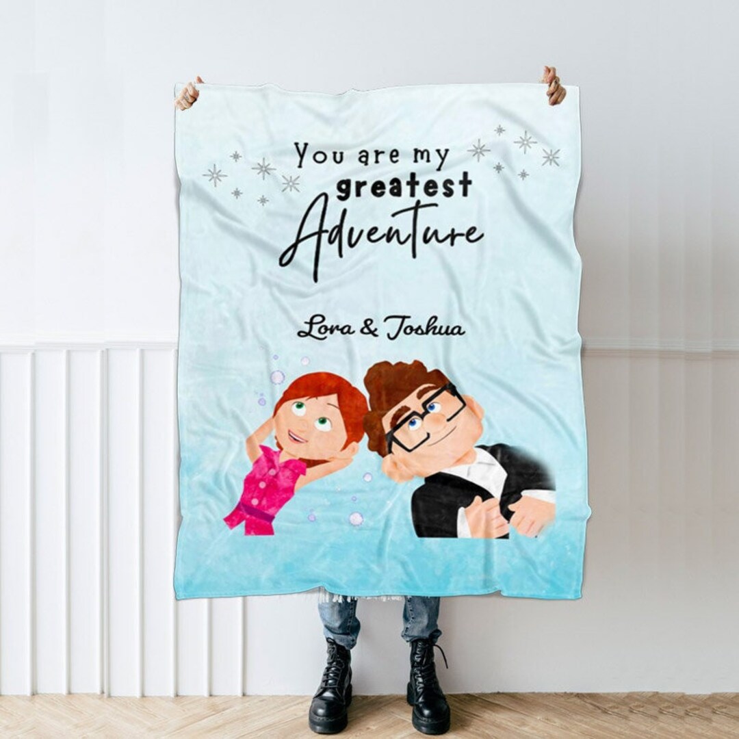 Personalized Disney Up Blanket for Wedding Gift, Couples Love, Anniversary, and Birthday Gift