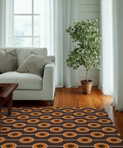 Personalized Emerald Green Mid Century Modern Boho 70s Rug for Bedroom and Living Room with Style 70s Decor