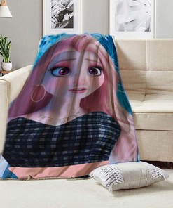 Personalized Frozen Princess Anna and Elsa Blanket - Cartoon Custom Name Cute Blanket for Baby Birthday
